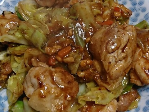 鶏肉とキャベツのごま味噌照り焼き